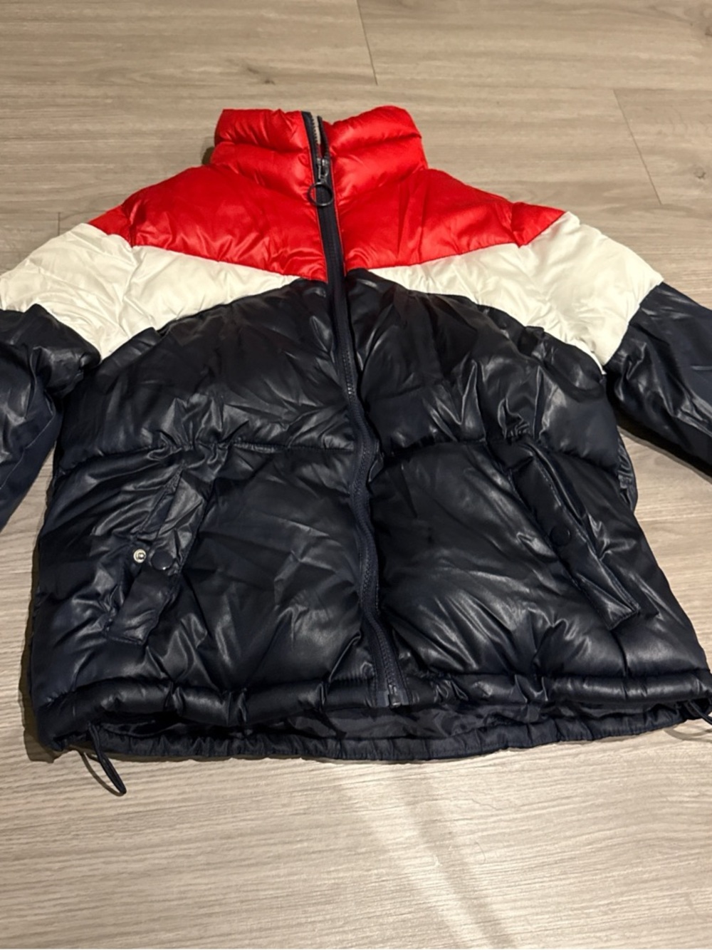 Kids Colorblock Puffer Jacket - Red, White & Navy